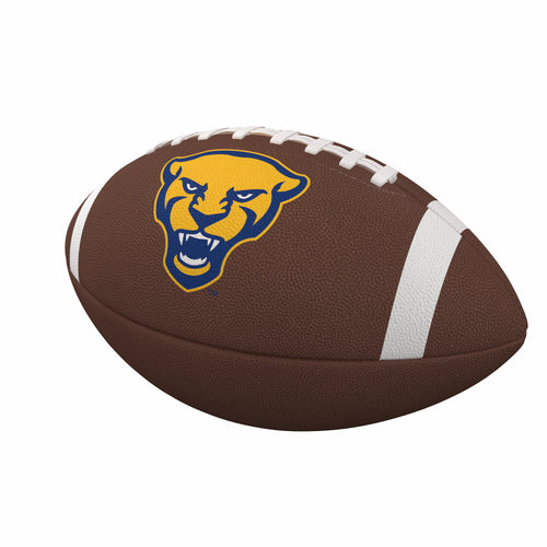 Official-sized Pittsburgh Steelers composite football with team stripes, Logo Brands recreation football for games and practice.