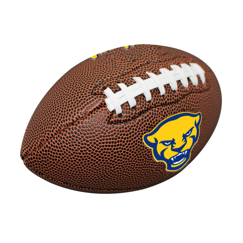 Pittsburgh Mini Size Composite Football for recreation, branded by Logo Brands, shown in a close-up image.