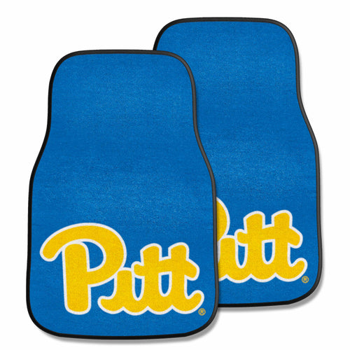 University of Pittsburgh 2-piece carpet car mat set by Logo Brands, featuring university logo and durable auto mats for vehicle protection.