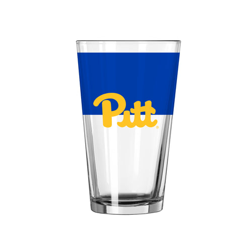 Pittsburgh 16oz Colorblock Pint Glass by Logo Brands showing a vibrant colorblock design and clear glass body.