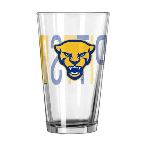 Pittsburgh Overtime 16oz pint glass with team logo, clear drinkware for fans of Logo Brands' sports drinkware collection.