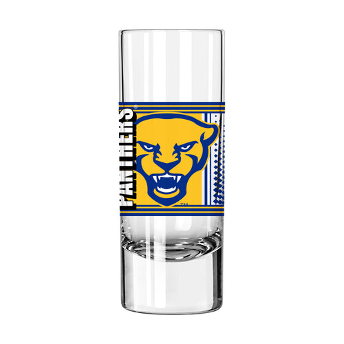 Pittsburgh 2.5oz Hero Shooter Glass with team logo, clear glass for shots, branded drinkware for sports fans.
