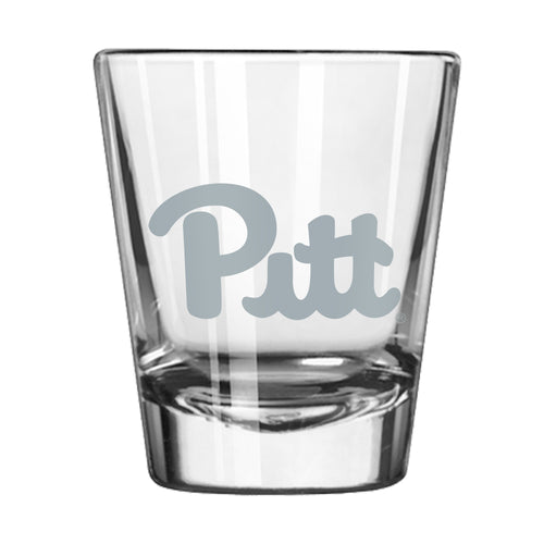 Pittsburgh 2oz Frost Shot Glass by Logo Brands, clear glass drinkware with Pittsburgh team logo and frosted finish.