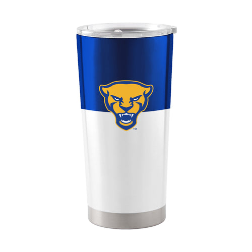 Pittsburgh 20oz Colorblock Stainless Tumbler with logo, stainless steel drinkware with blue and black colorblock design