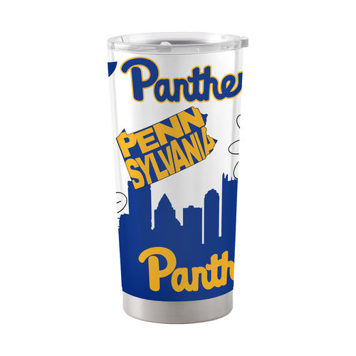 Pittsburgh 20oz Native stainless tumbler from Logo Brands, durable drinkware with Pittsburgh team logo and spill-proof lid.