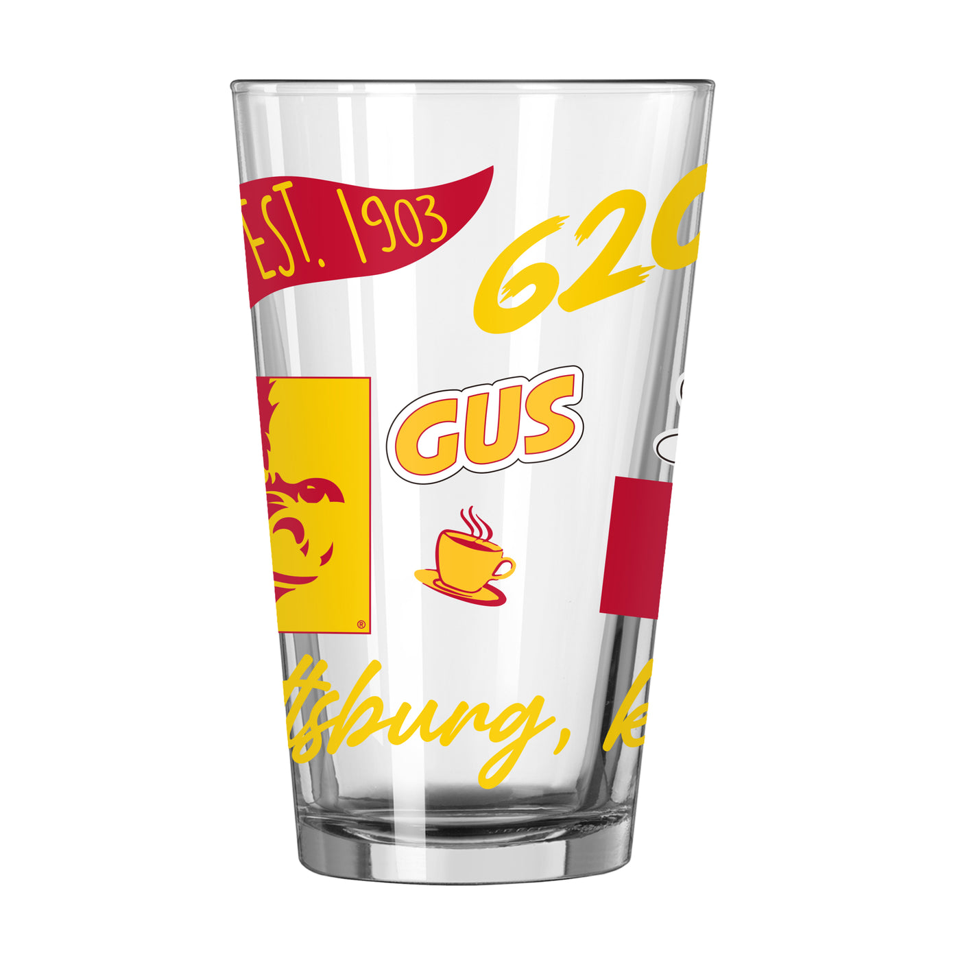 Pitt State (KS) 16oz Native Pint Glass
