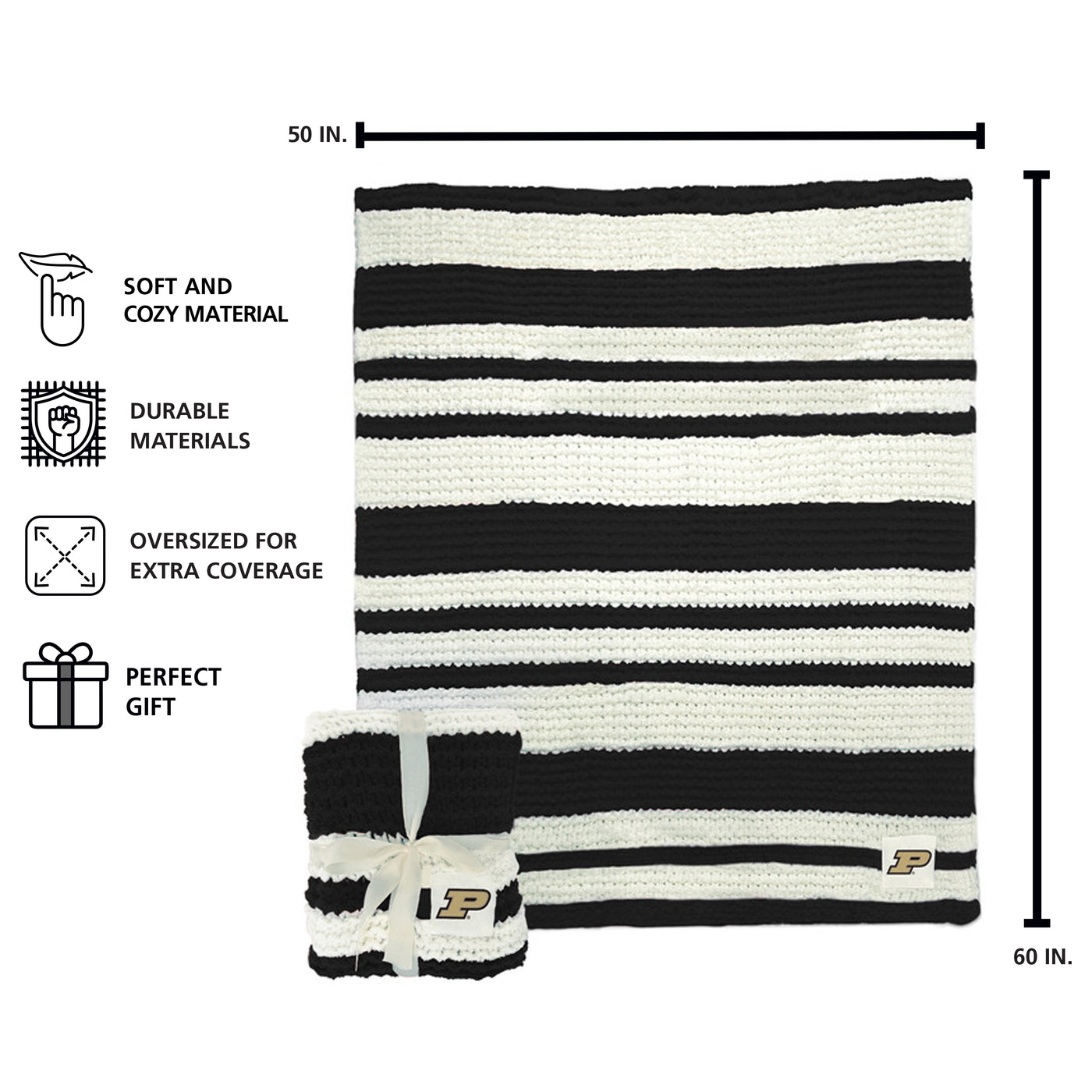 Purdue Cable Knit Throw 50x60