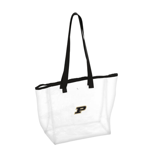 Clear Purdue Stadium bag by Logo Brands, transparent bag with logo and handles, designed for stadium security and event use.