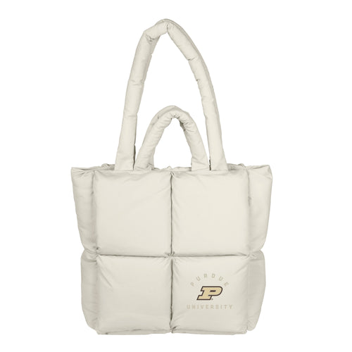 Purdue Sand Puff Tote bag by Logo Brands featuring a soft puff design and spacious interior for carrying essentials.