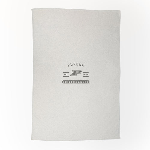 Purdue Oatmeal Sweatshirt Blanket by Logo Brands, cozy soft blanket with sweatshirt-inspired design and Purdue logo print.