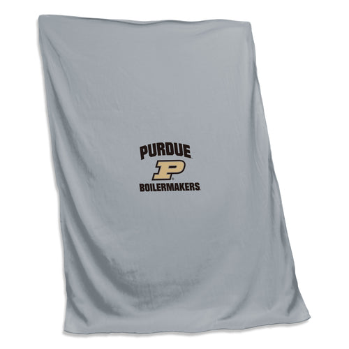 Purdue University screened sweatshirt blanket by Logo Brands, soft fleece with Purdue logo and design, ideal for cozy comfort.
