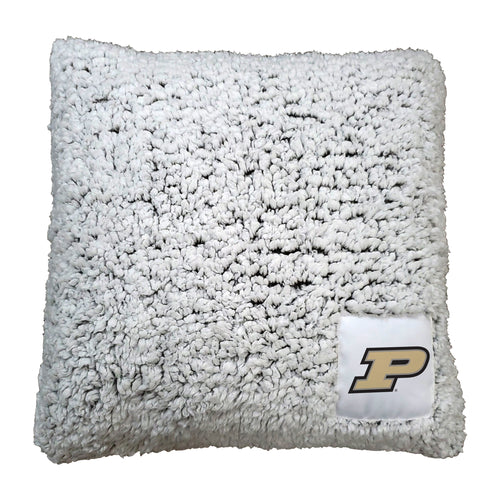 Purdue Frosty Throw Pillow by Logo Brands, soft blanket with Purdue logo, cozy and decorative for living room or bedroom.