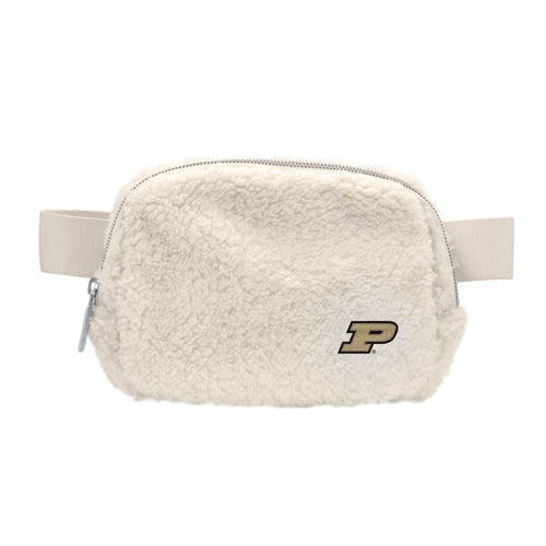 Purdue Sherpa Belt Bag by Logo Brands, stylish zippered bag with Sherpa fabric and adjustable belt for casual wear.