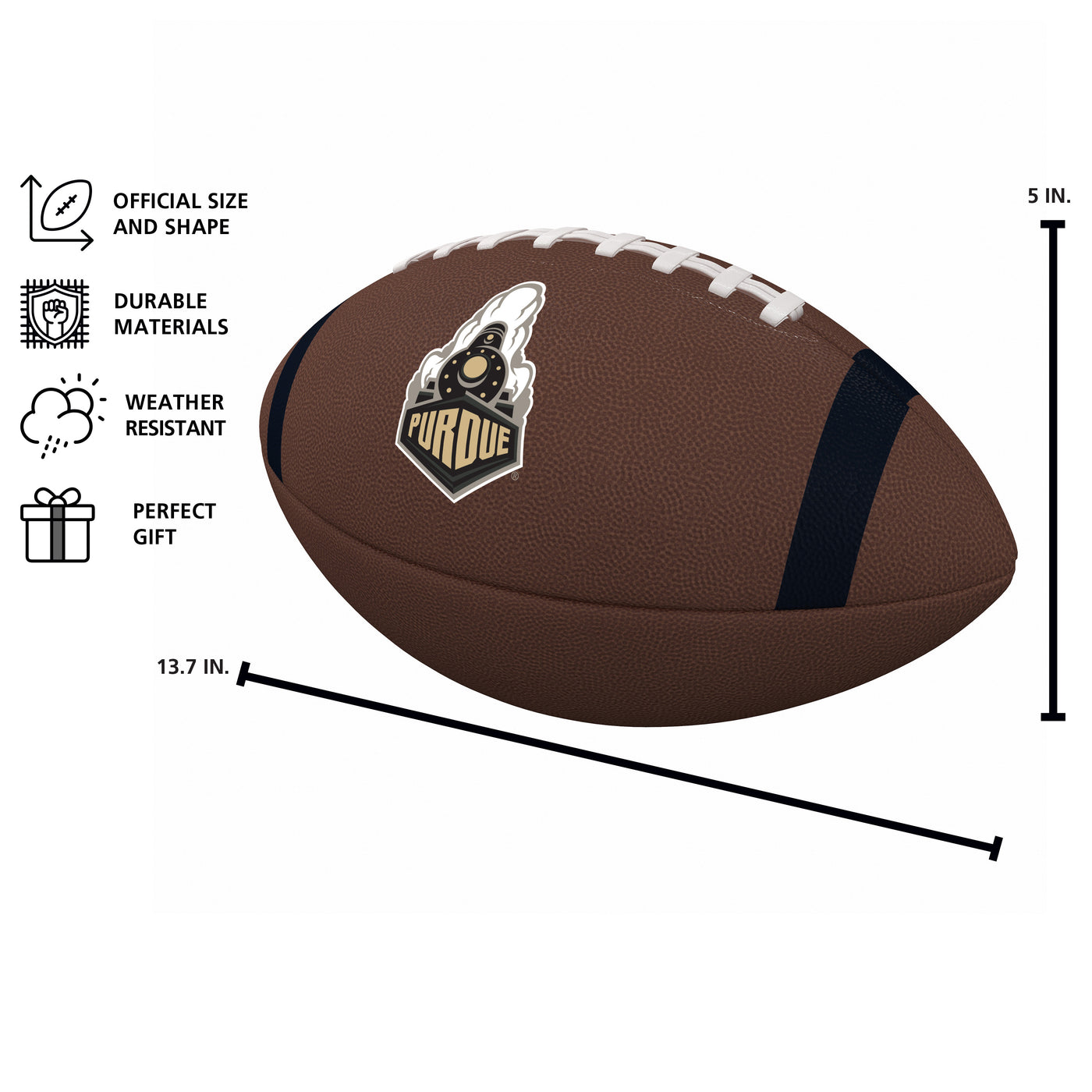 Purdue Team Stripe Official-Size Composite Football