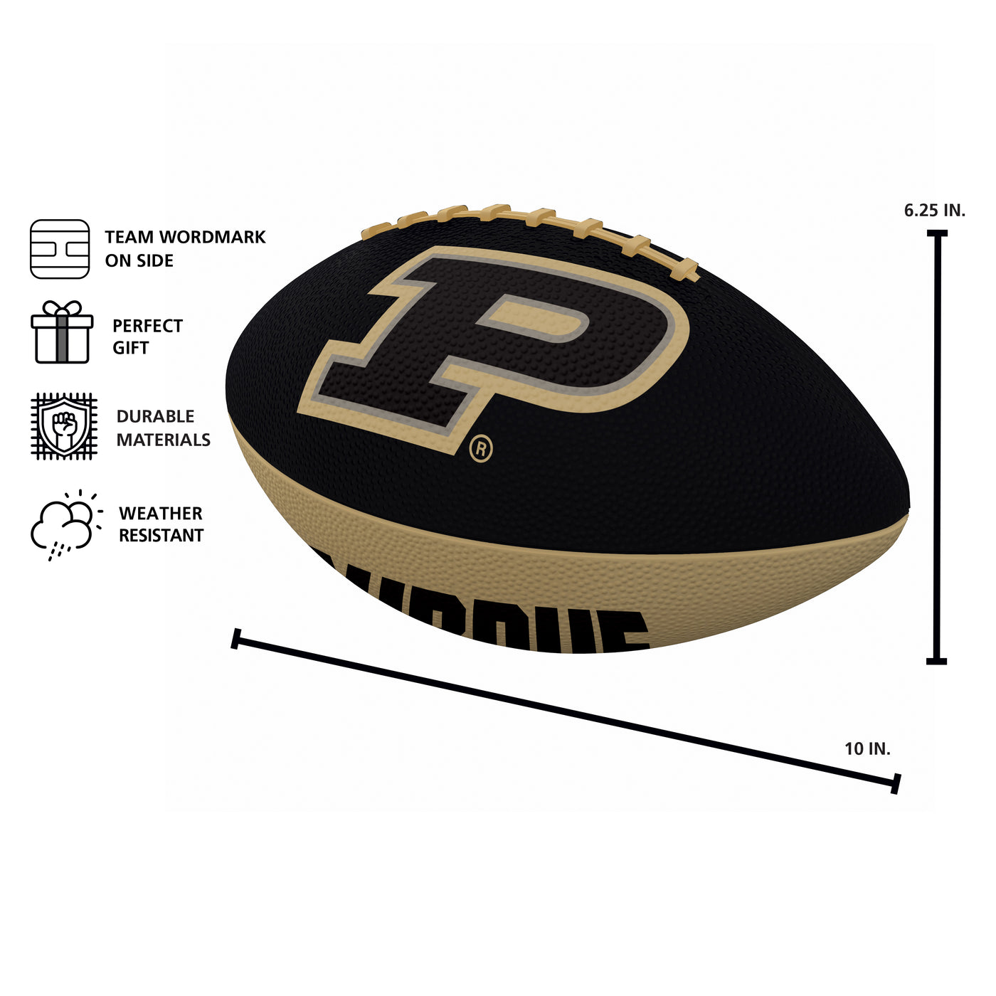 Purdue Pinwheel Junior Size Rubber Football