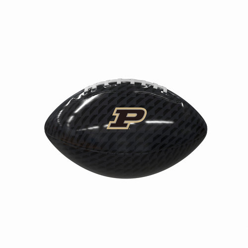 Glossy Purdue Carbon Fiber Mini Football by Logo Brands, recreation football in compact size with a sleek carbon fiber finish.