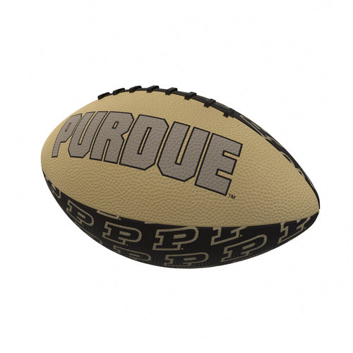 Mini rubber football for recreation by Logo Brands, featuring Purdue branding, ideal for casual play and collectible sports fans.