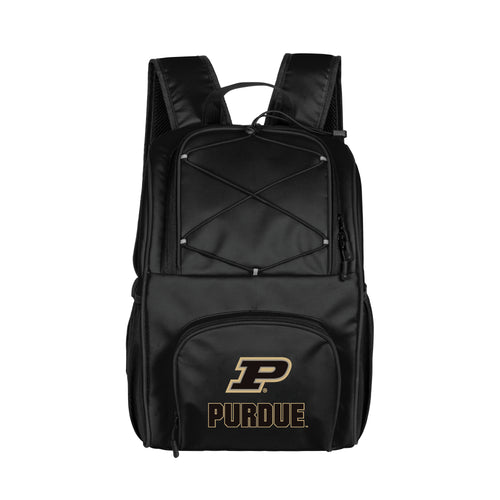 Purdue 24 Can Flex Backpack Cooler by Logo Brands showing insulated main compartment and adjustable shoulder straps.