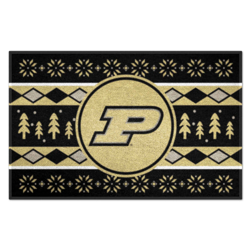 Purdue University holiday sweater starter mat by Logo Brands featuring Purdue logo and festive design, ideal for holiday decor.