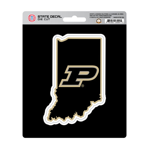 Purdue University state shape decal by Logo Brands, featuring the university's outline and branding for stickers.
