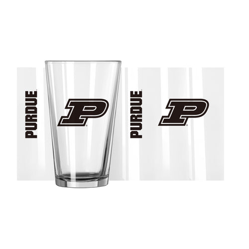 Purdue 16oz Gameday Pint Glass with Purdue logo and team colors, designed for beer and drinkware use.