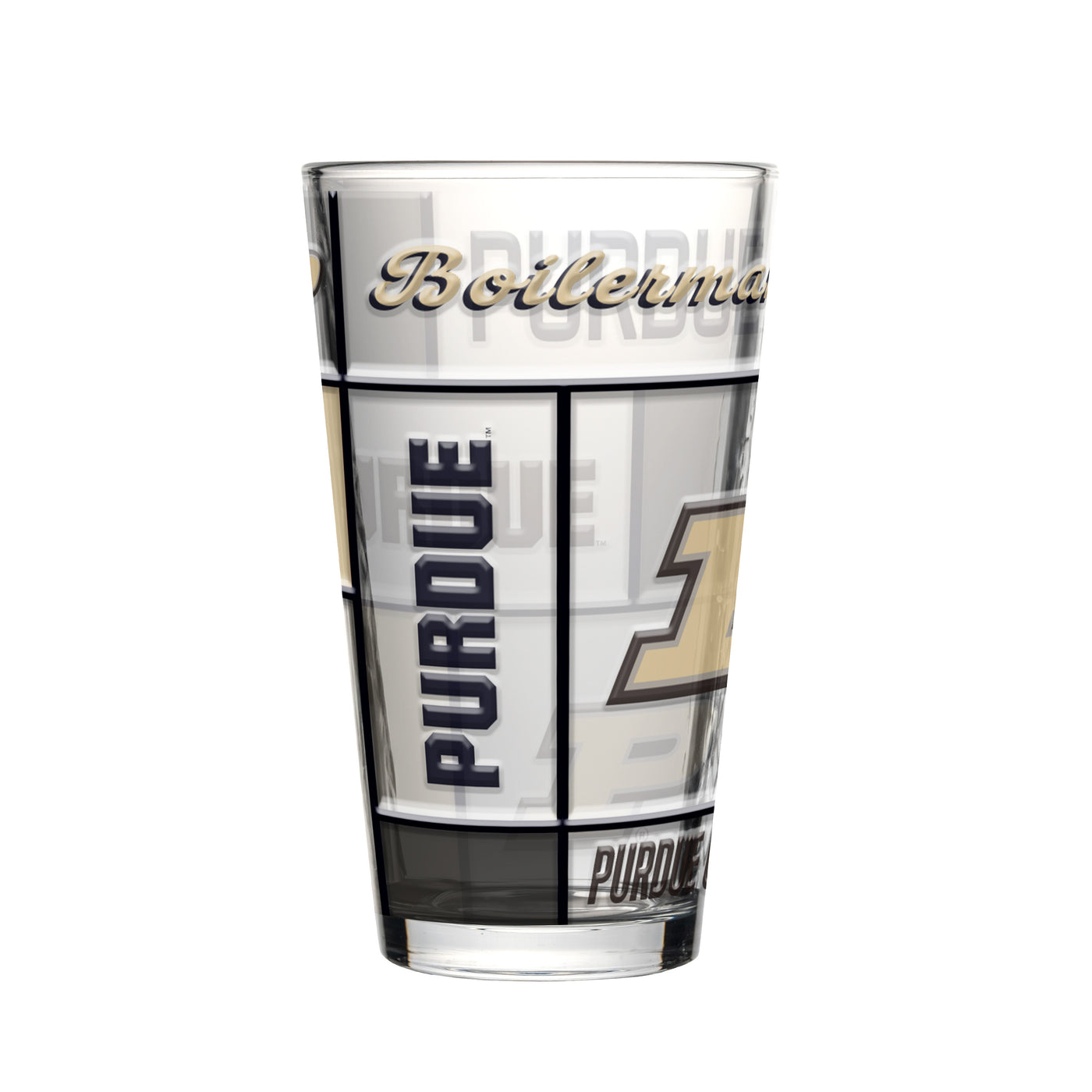 Purdue 16oz Quilted Stained Pint Glass