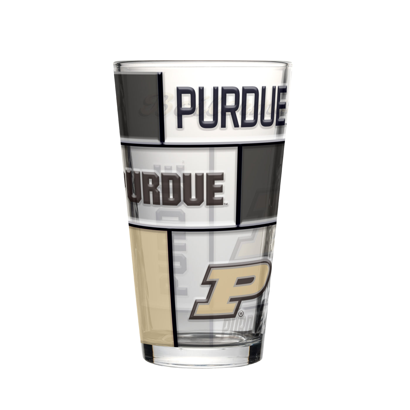 Purdue 16oz Quilted Stained Pint Glass