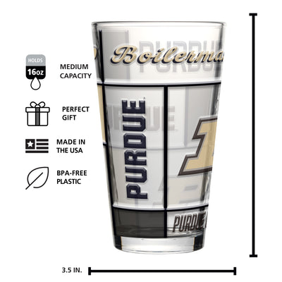 Purdue 16oz Quilted Stained Pint Glass