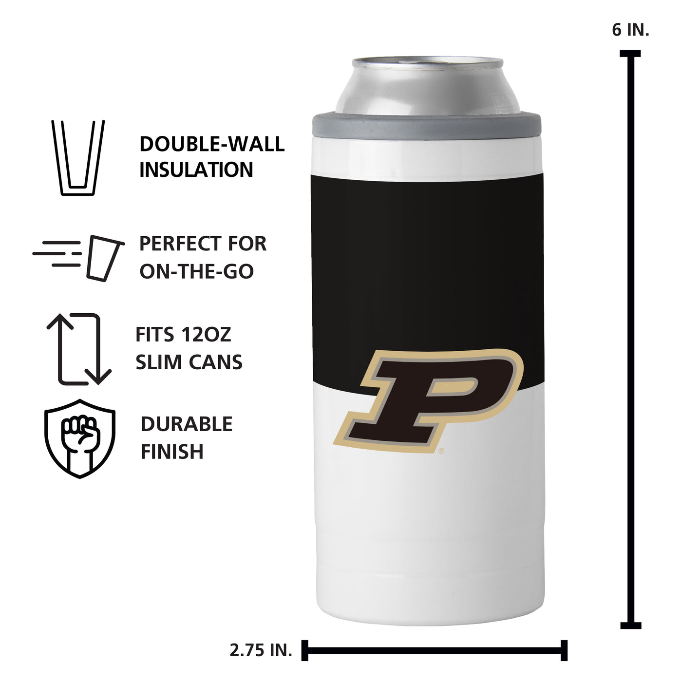 Purdue 12oz Colorblock Slim Can Coolie