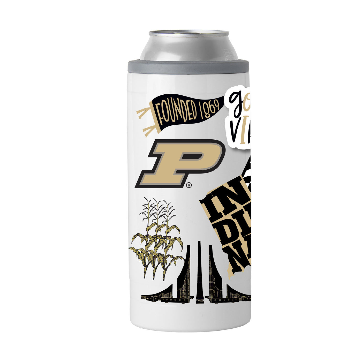 Purdue 12oz Native Powder Coat Slim Can Coolie
