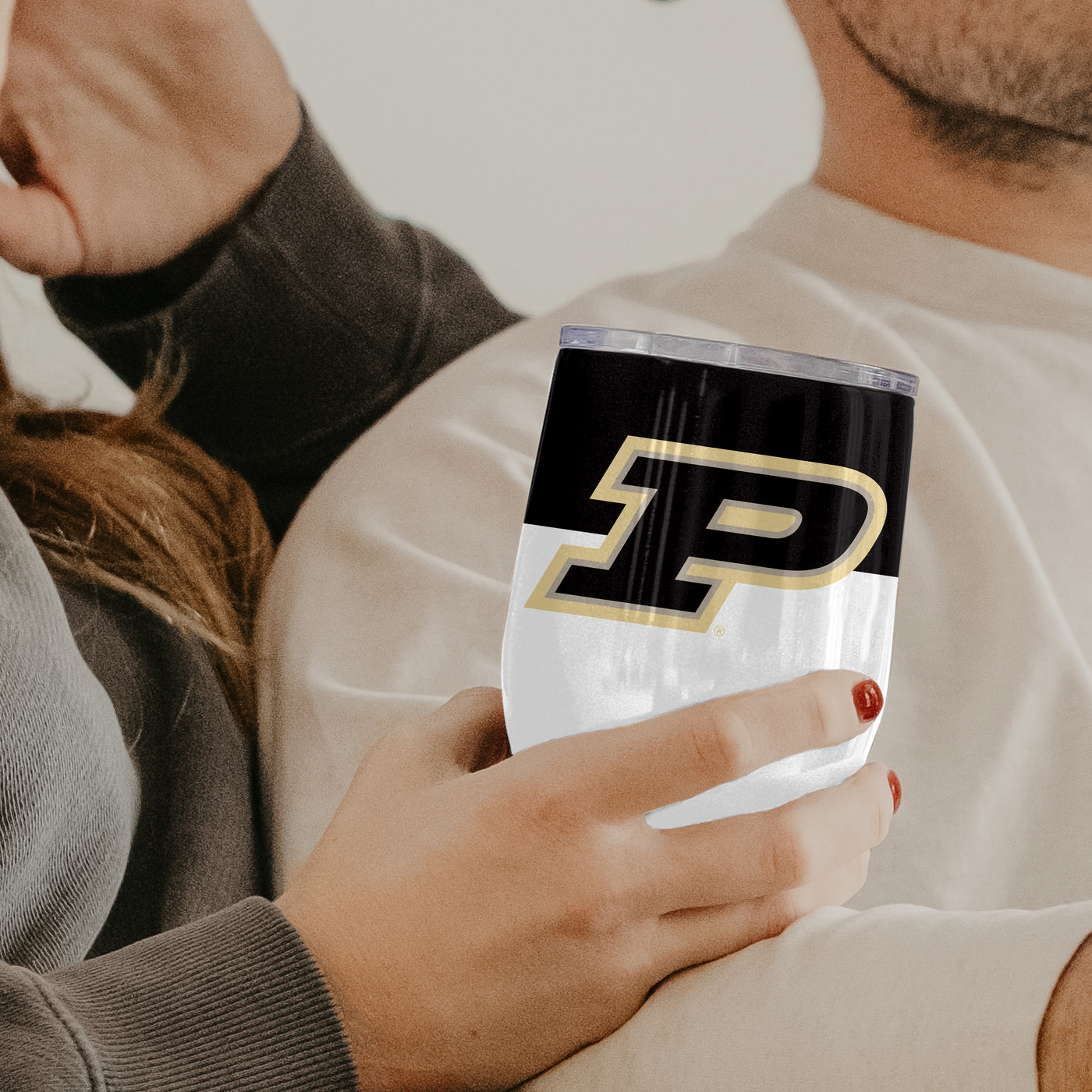 Purdue Color Block 16 oz Stainless Curved Beverage