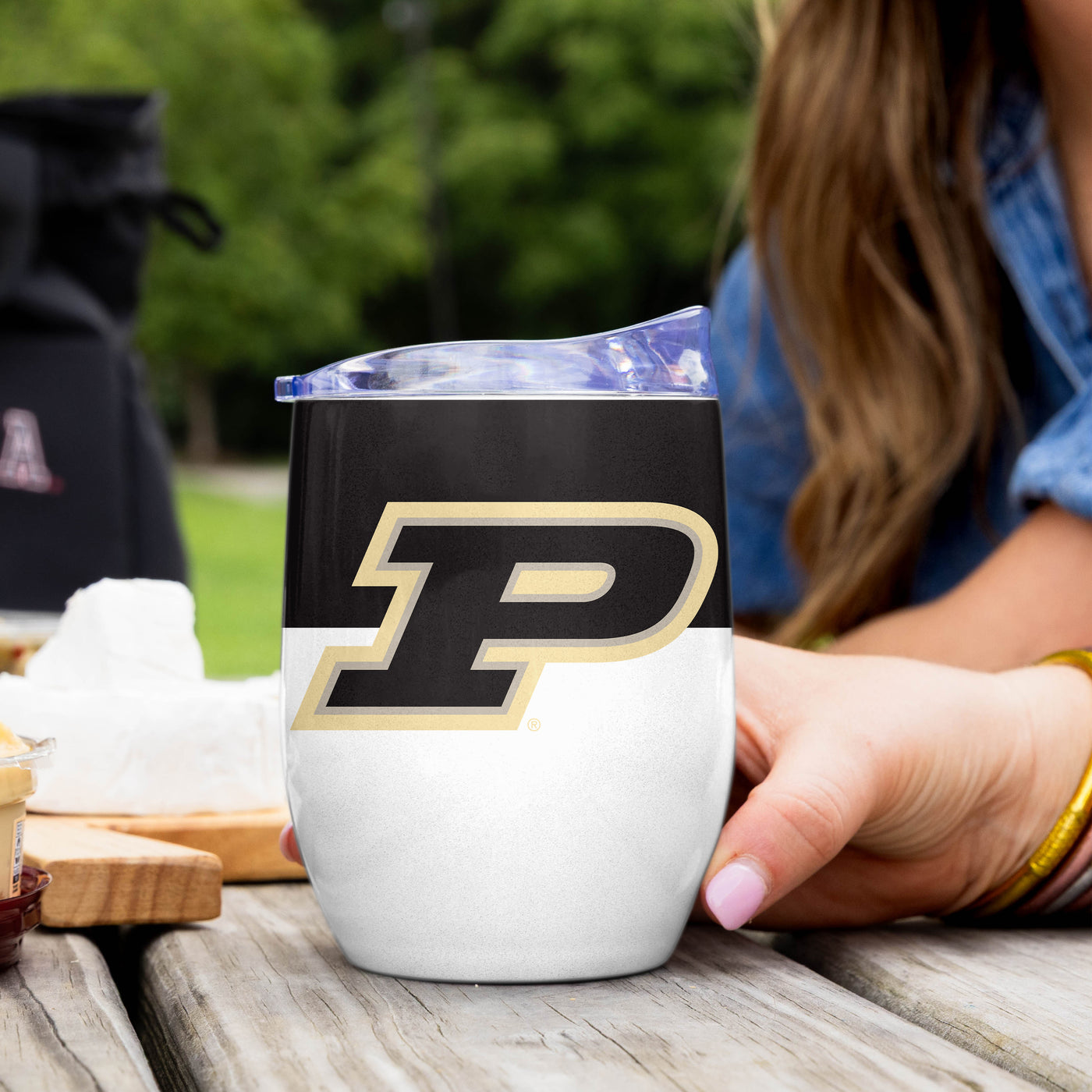 Purdue Color Block 16 oz Stainless Curved Beverage