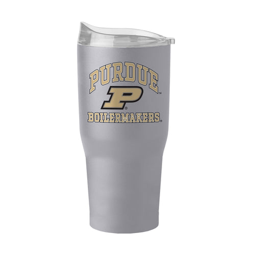 Purdue 30oz athletic powder coat tumbler by Logo Brands, durable drinkware with a sleek finish, shown with a close-up of the tumbler.
