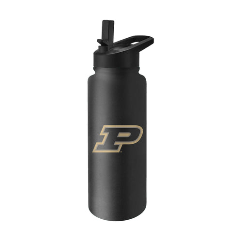 Purdue 34oz Logo Quencher Bottle in black with Purdue logo, large drinkware for hydration and sports use