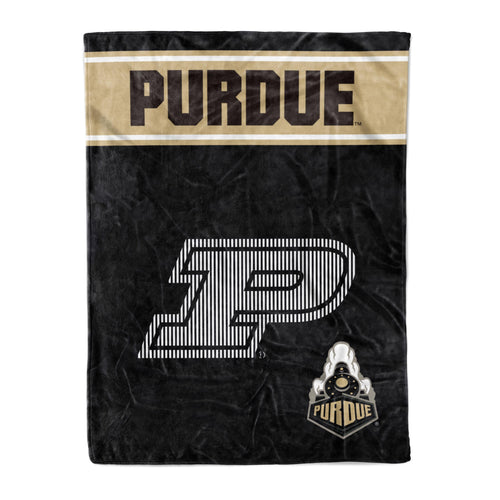 Purdue Plush Throw blanket by Logo Brands, 60x80 inches, soft and cozy with Purdue logo design for fans.