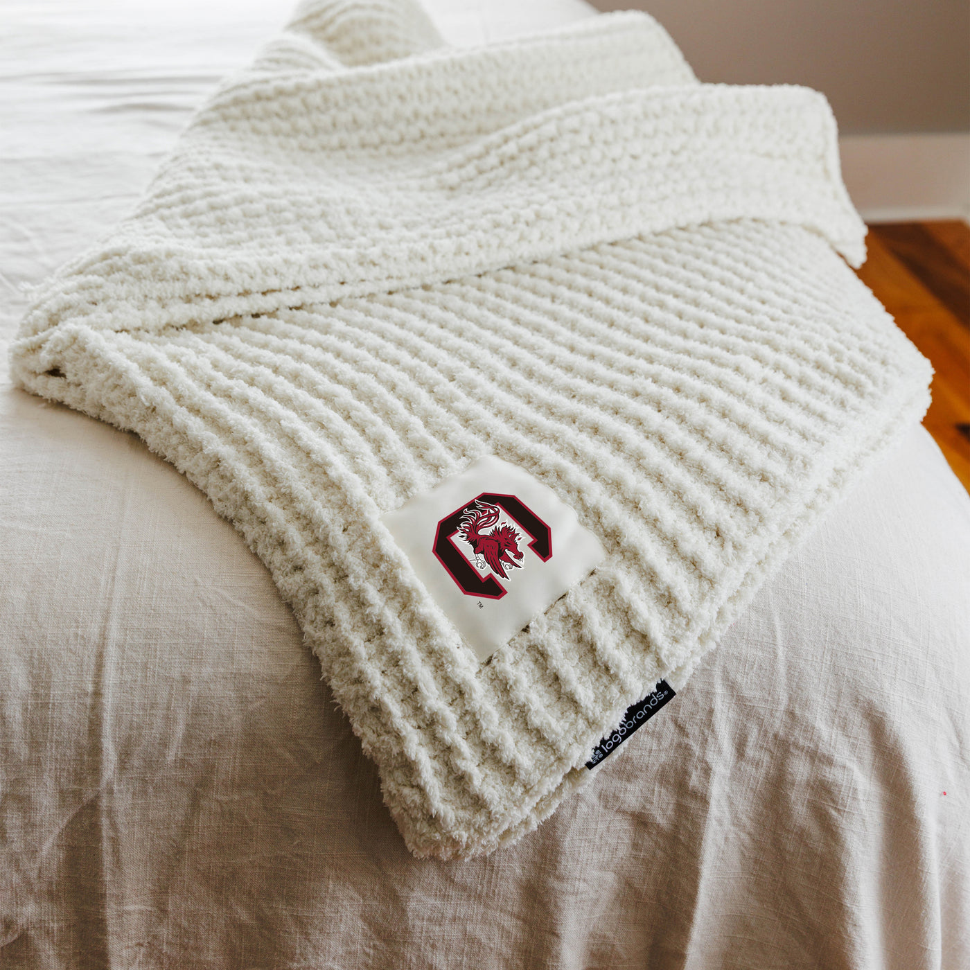 South Carolina Ivory Cable Knit Throw 50x60 - Logo Brands