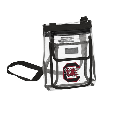 South Carolina Black Gameday Clear Crossbody bag by Logo Brands, transparent bag with black accents for sporting events.