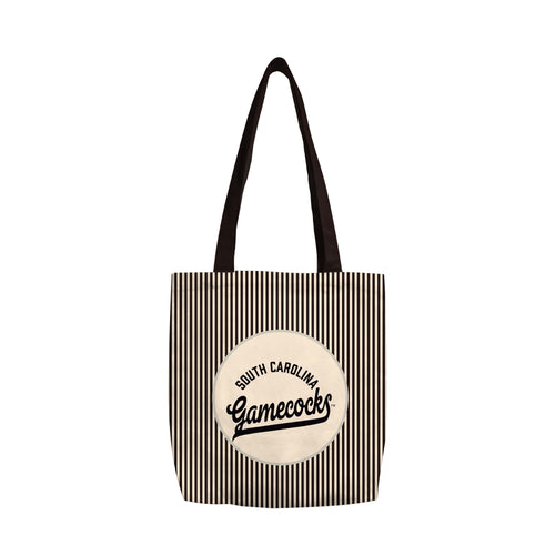Black canvas tote bag from Logo Brands featuring South Carolina classic design, durable handles, and spacious interior.