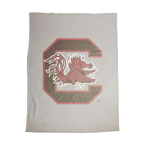 South Carolina oversized logo sweatshirt blanket by Logo Brands featuring a sublimated South Carolina logo design.