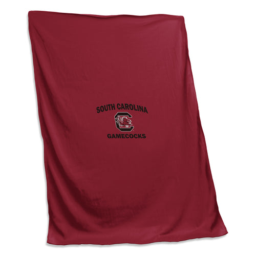 South Carolina Screened Sweatshirt Blanket by Logo Brands, showing a cozy fleece blanket with South Carolina logo and screen-printed design.