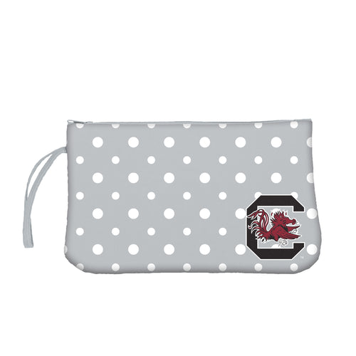 South Carolina Dot Wristlet by Logo Brands, a stylish bag with a dotted pattern, small size, and wrist strap for easy carrying.
