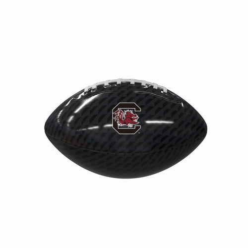Glossy mini South Carolina carbon fiber football by Logo Brands, designed for recreation, featuring team colors and logo.