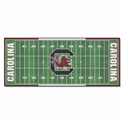 University of South Carolina football field runner mat by Logo Brands, featuring team logo and design on a durable mat surface.