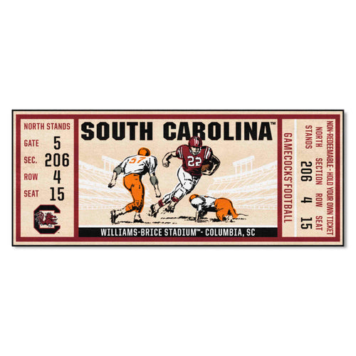 University of South Carolina Ticket Runner mat by Logo Brands featuring team logo and school colors for sports fans.