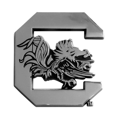 University of South Carolina chrome emblem by Logo Brands, featuring the school's logo and vibrant team colors.