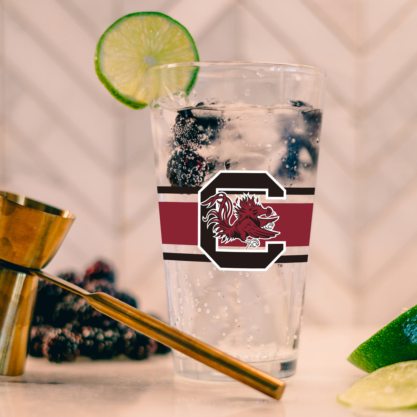 South Carolina 16oz Stripe Pint Glass - Logo Brands