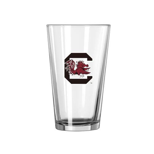 South Carolina 16oz Logo Pint Glass from Logo Brands, clear drinkware with state logo design, ideal for beverages.