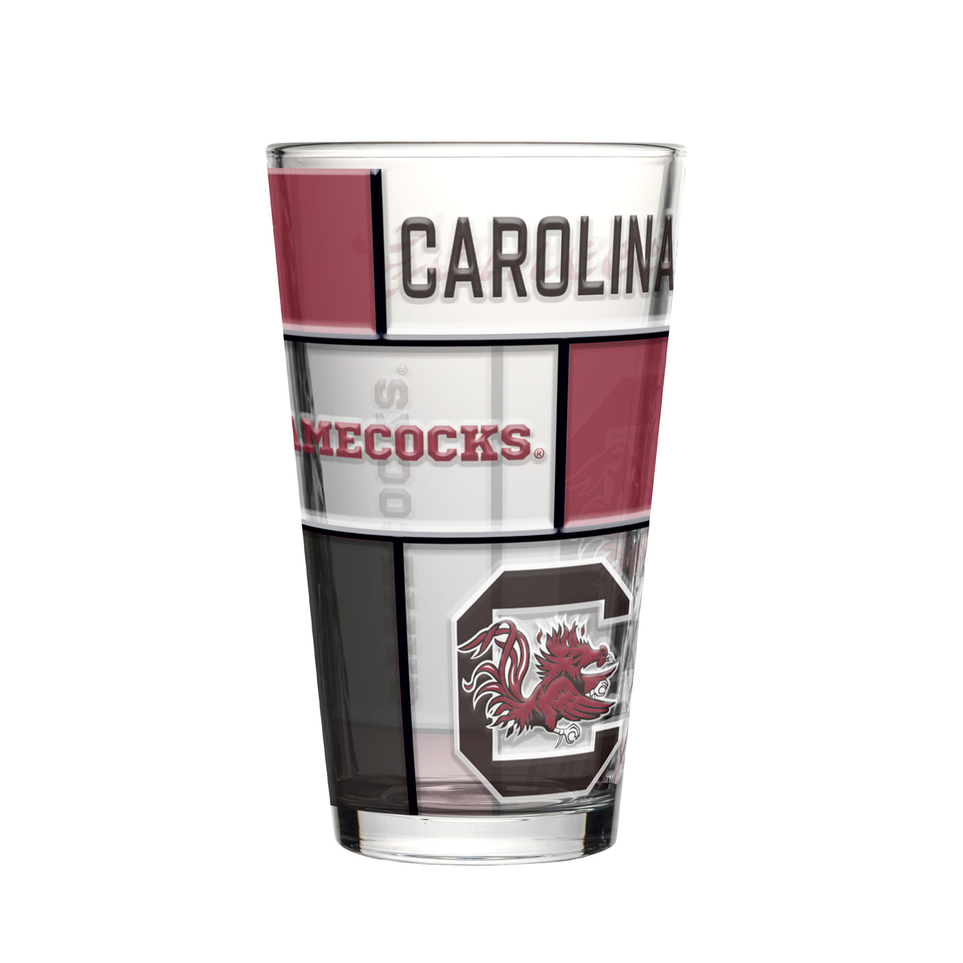 South Carolina 16oz Quilted Stained Pint Glass
