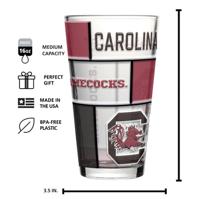South Carolina 16oz Quilted Stained Pint Glass