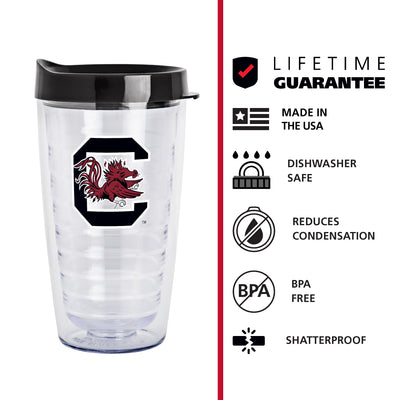South Carolina 16oz Flipside Dbl Wall Clear Tumbler